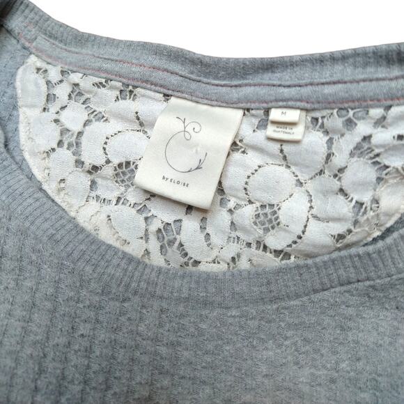 Anthropologie Eloise Gray Long Sleeve Dress size Medium Waffle knit - Picture 7 of 7